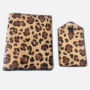 Fossil Leopard Pattern Passport Wallet & Matching Luggage Tag